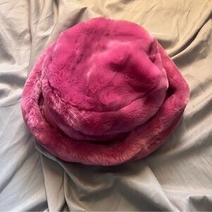 Faux Fur Bucket Hat - Hot Pink